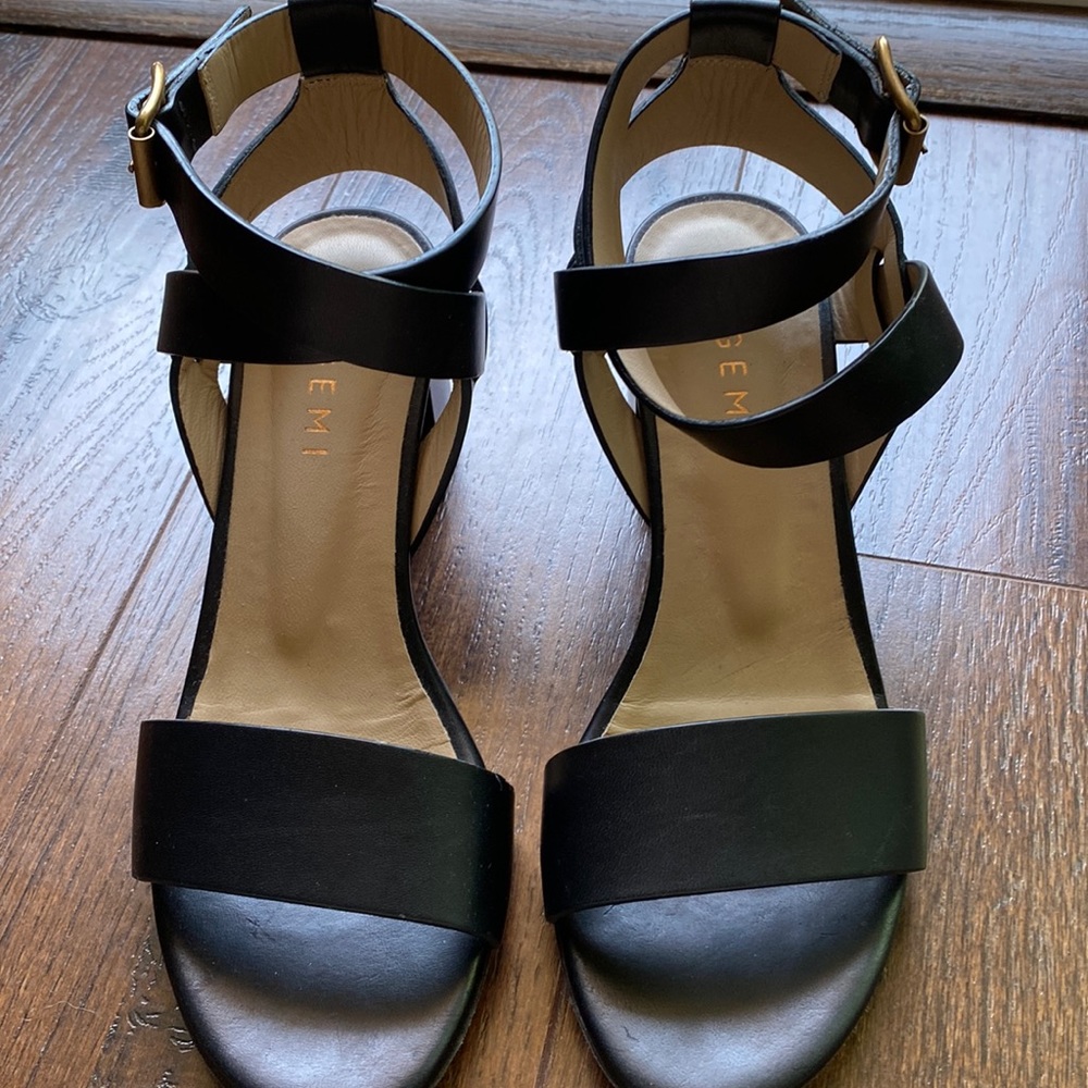 Black leather strap sandals